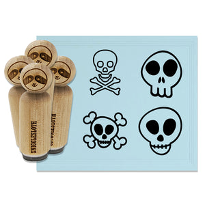 Skeleton Skull Bones Doodle Outline Rubber Stamp Set for Stamping Crafting Planners