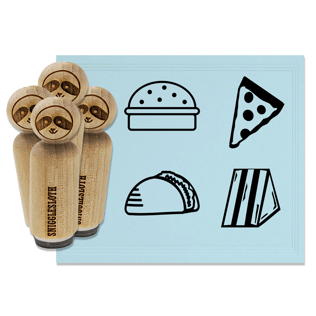 Pizza Taco Hamburger Sandwich Food Group Rubber Stamp Set for Stamping Crafting Planners