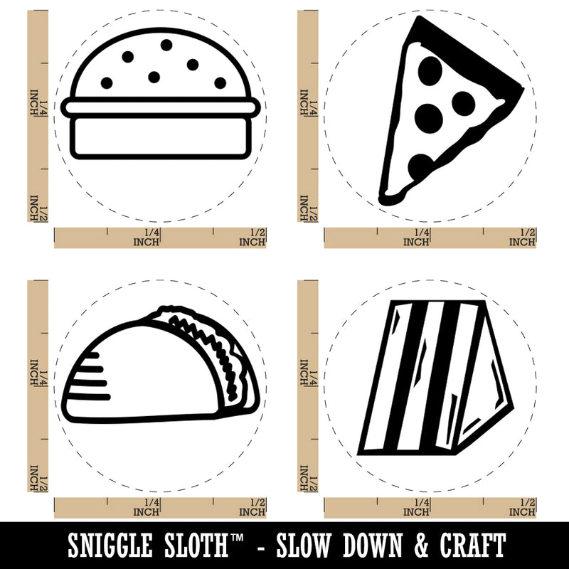 Pizza Taco Hamburger Sandwich Food Group Rubber Stamp Set for Stamping Crafting Planners