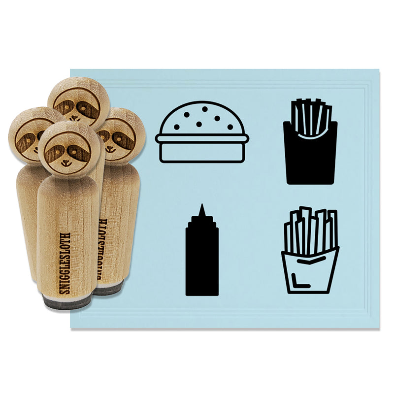 Hamburger French Fries Ketchup Rubber Stamp Set for Stamping Crafting Planners
