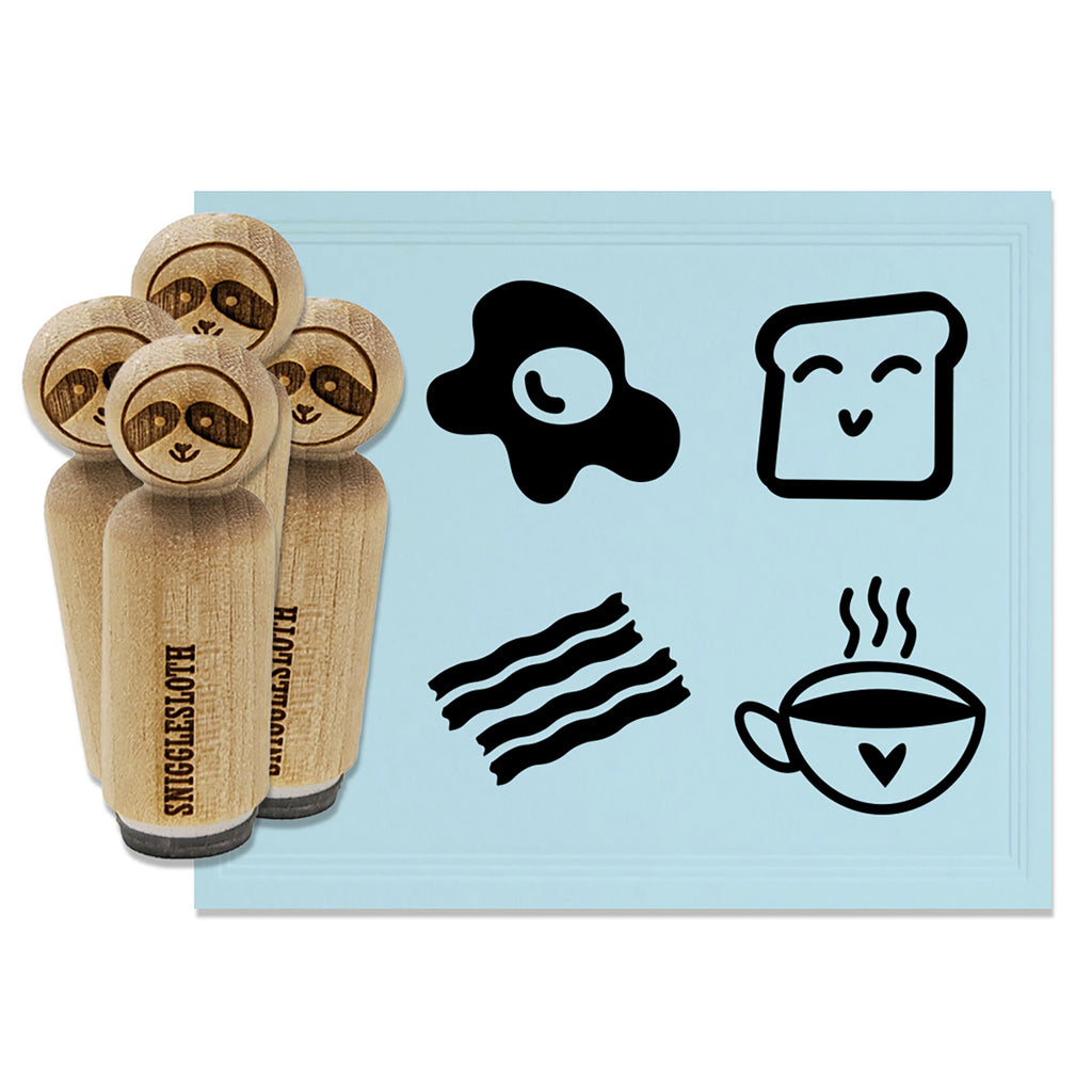 Breakfast Eggs Bacon Toast Coffee Rubber Stamp Set for Stamping Crafting Planners