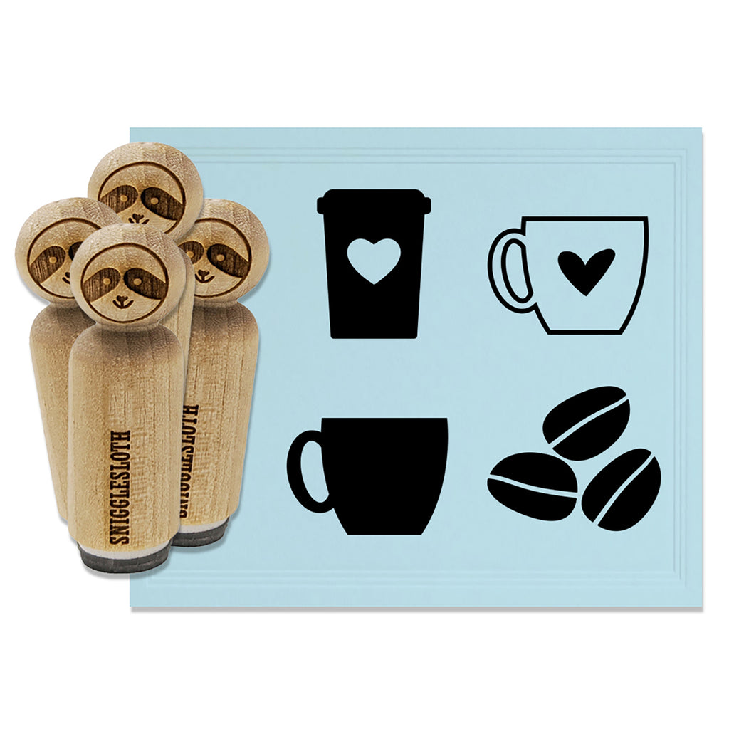 Coffee Mug Cup Carafe Heart Beans Rubber Stamp Set for Stamping Crafting Planners