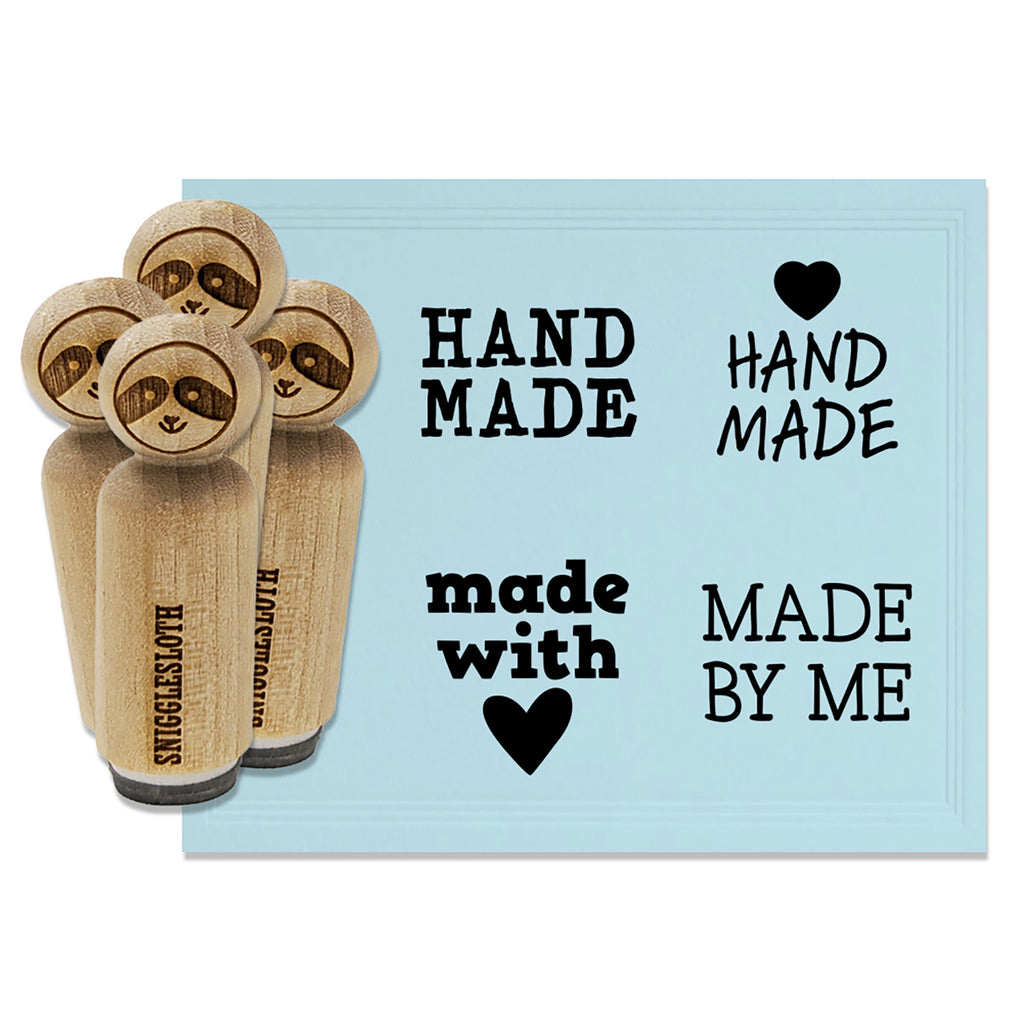 Hand Made by Me Heart Love Rubber Stamp Set for Stamping Crafting Planners