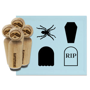 Halloween Tombstone RIP Ghost Coffin Spider Rubber Stamp Set for Stamping Crafting Planners