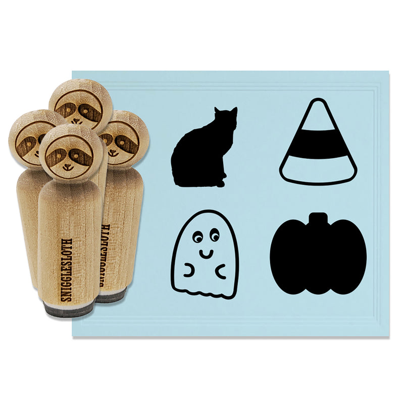 Halloween Ghost Candy Corn Pumpkin Black Cat Rubber Stamp Set for Stamping Crafting Planners