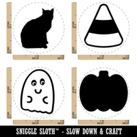 Halloween Ghost Candy Corn Pumpkin Black Cat Rubber Stamp Set for Stamping Crafting Planners