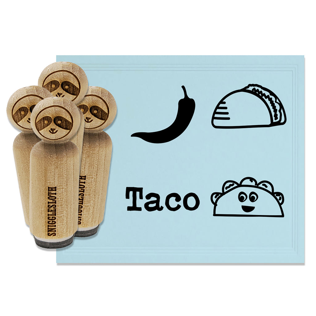 Fun Taco Chili Pepper Doodle Rubber Stamp Set for Stamping Crafting Planners
