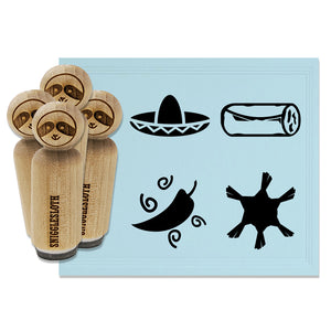 Fiesta Party Sombrero Pinata Chili Pepper Burrito Rubber Stamp Set for Stamping Crafting Planners