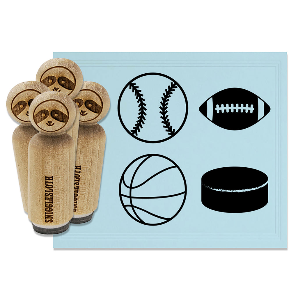 Football Basketball Baseball Hockey Rubber Stamp Set for Stamping Crafting Planners