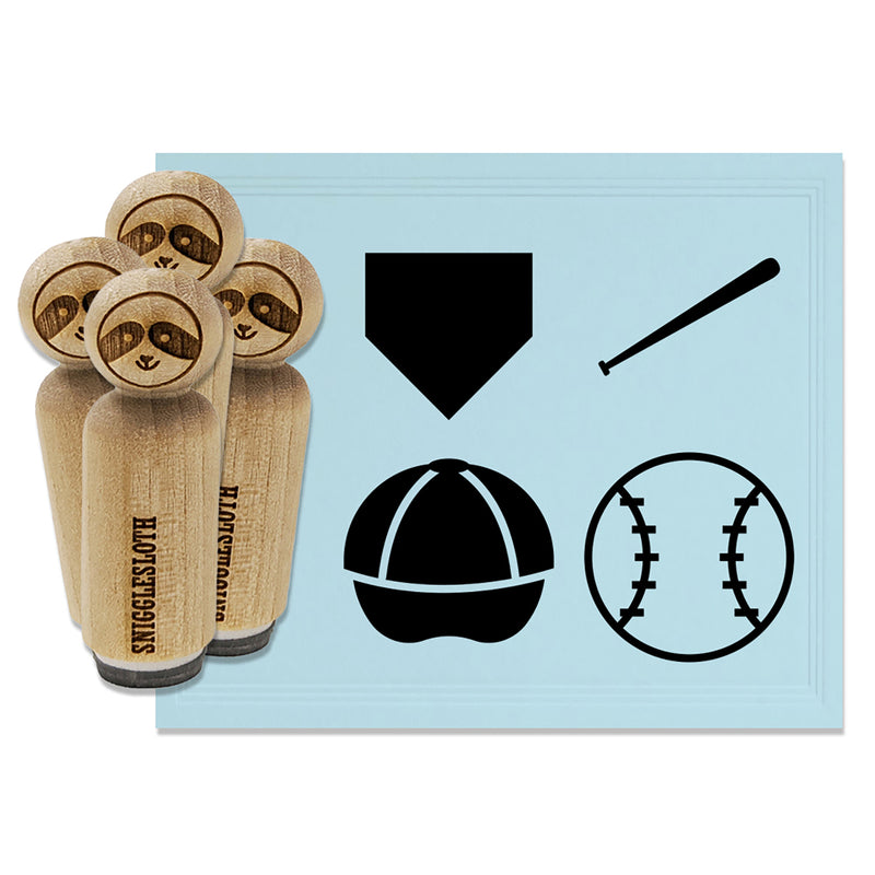 Baseball Cap Bat Home Plate Rubber Stamp Set for Stamping Crafting Planners