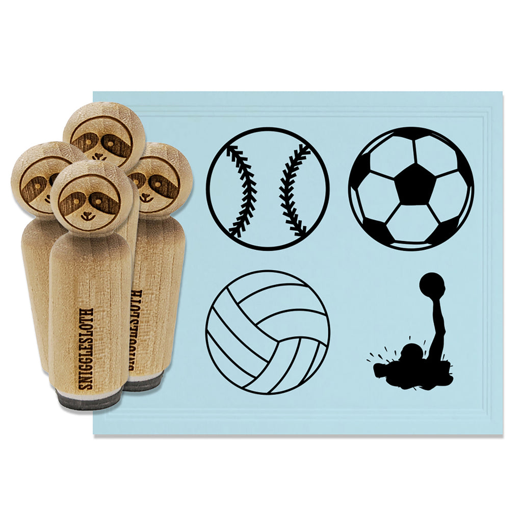 Soccer Softball Volleyball Water Polo Rubber Stamp Set for Stamping Crafting Planners