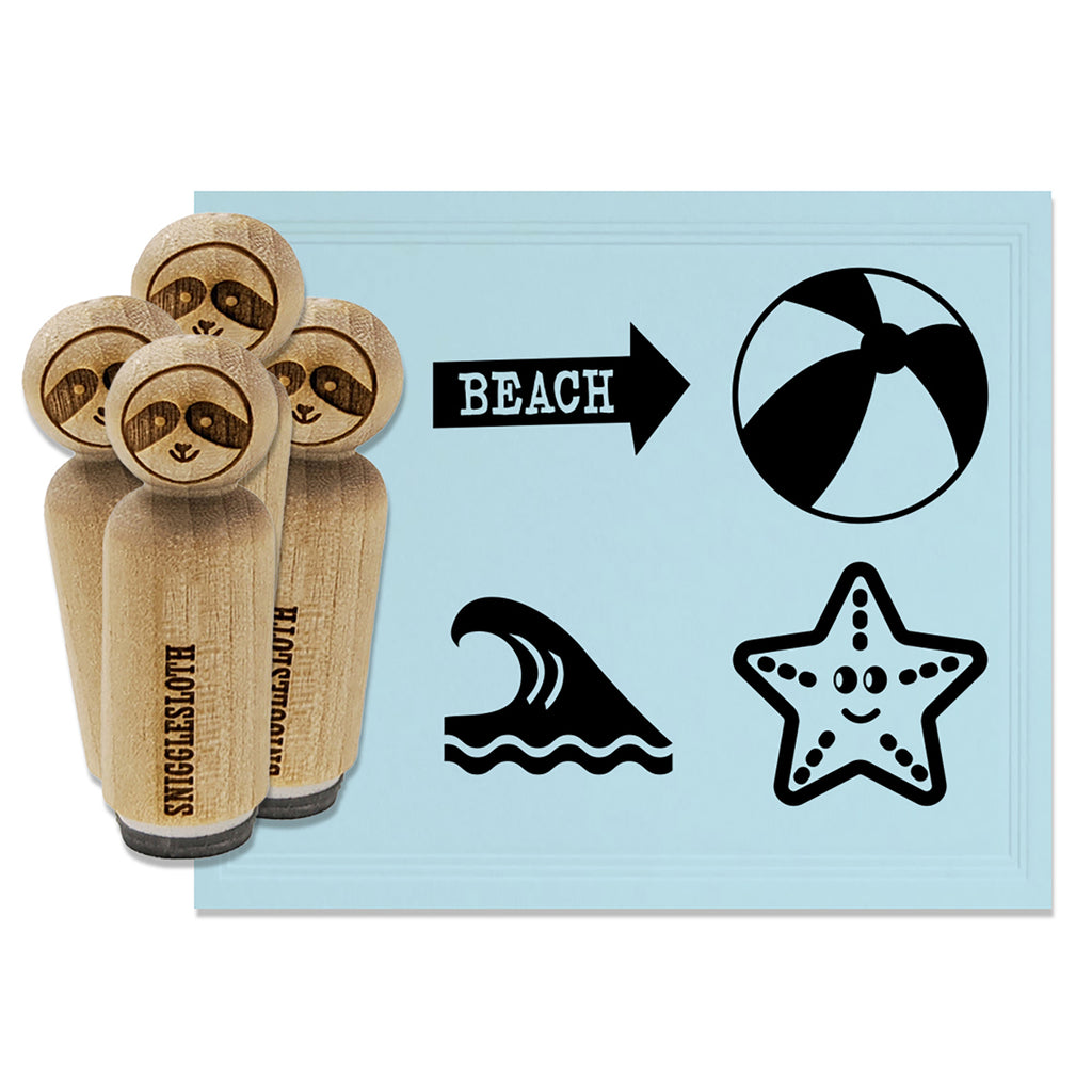 Beach Ocean Arrow Ball Starfish Tropical Rubber Stamp Set for Stamping Crafting Planners