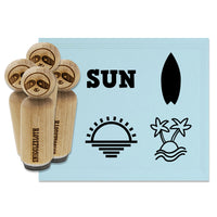 Sun Sunset Tropical Island Surfboard Beach Rubber Stamp Set for Stamping Crafting Planners