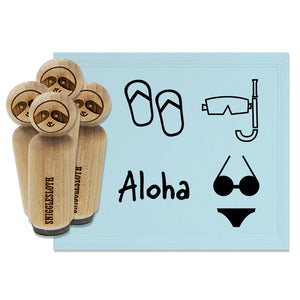 Tropical Vacation Flip Flops Aloha Snorkel Bikini Rubber Stamp Set for Stamping Crafting Planners