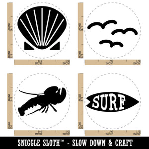 Beach Surf Clam Shell Seagulls Lobster Rubber Stamp Set for Stamping Crafting Planners