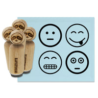 Emoticon Faces Scared Neutral Grimace Tongue Out Rubber Stamp Set for Stamping Crafting Planners