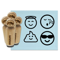 Emoticon Faces Angel Smile Poop Sleeping Sunglasses Happy Rubber Stamp Set for Stamping Crafting Planners