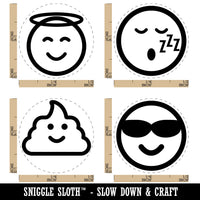 Emoticon Faces Angel Smile Poop Sleeping Sunglasses Happy Rubber Stamp Set for Stamping Crafting Planners