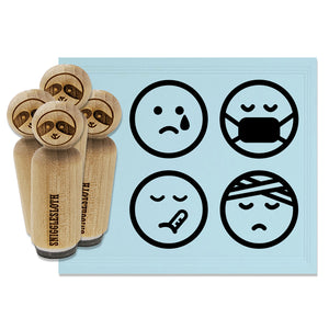 Emoticon Faces Sick Mask Thermometer Bandage Sad Tear Rubber Stamp Set for Stamping Crafting Planners