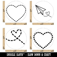 Heart Dashed Dotted Outline Love Rubber Stamp Set for Stamping Crafting Planners