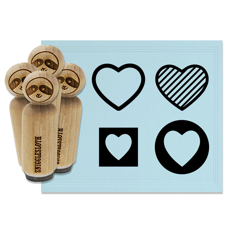 Heart Love Box Circle Stripes Rubber Stamp Set for Stamping Crafting Planners