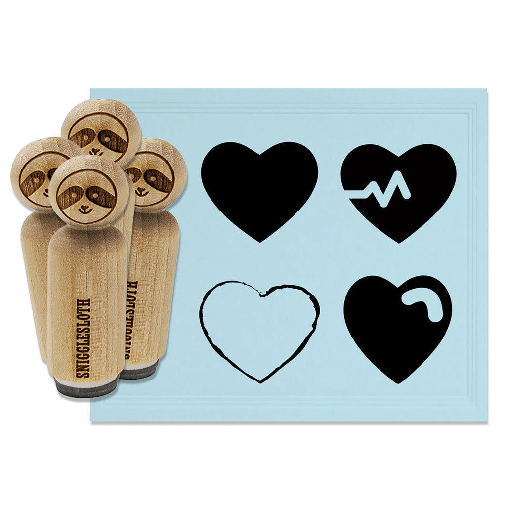 Heart Solid Sketch Beat Swoop Rubber Stamp Set for Stamping Crafting Planners