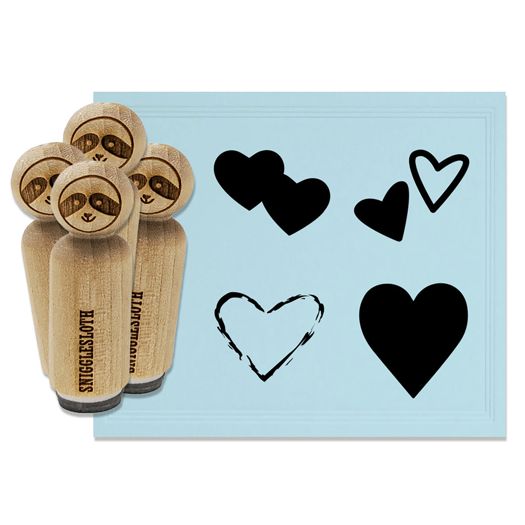 Pair Double Hearts Love Romance Rubber Stamp Set for Stamping Crafting Planners