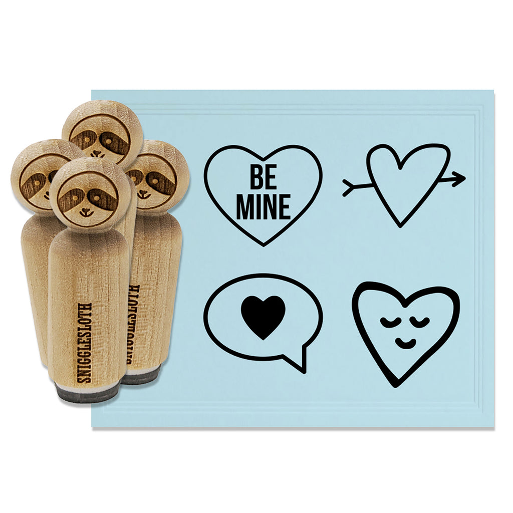 Romance Love Valentine's Be Mine Heart Outline Arrow Rubber Stamp Set for Stamping Crafting Planners