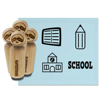 School Building Book Pencil Rubber Stamp Set for Stamping Crafting Planners