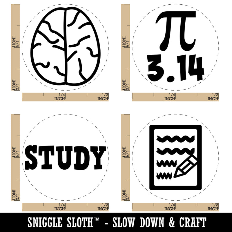 Smart Brainy School Student Pi Math English Writing Rubber Stamp Set for Stamping Crafting Planners