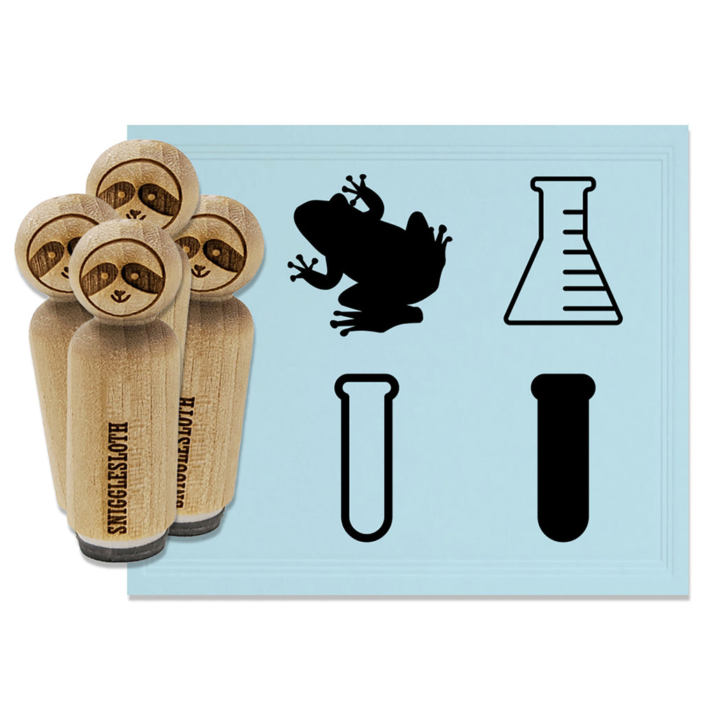 School Science Class Beaker Test Tube Frog Rubber Stamp Set for Stamping Crafting Planners