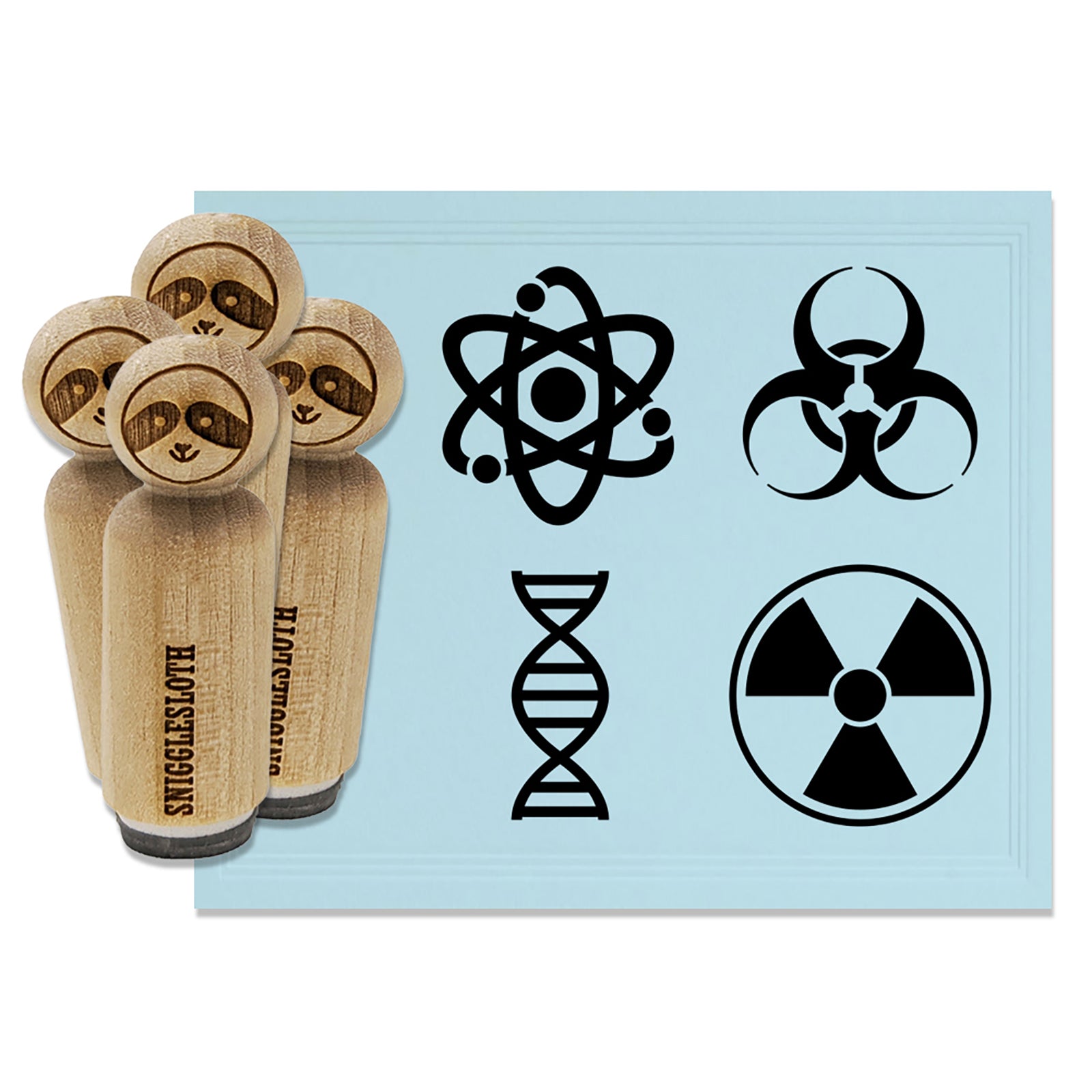 Science Symbols Atom DNA Biohazard Radiation Rubber Stamp Set for Stamping Crafting Planners
