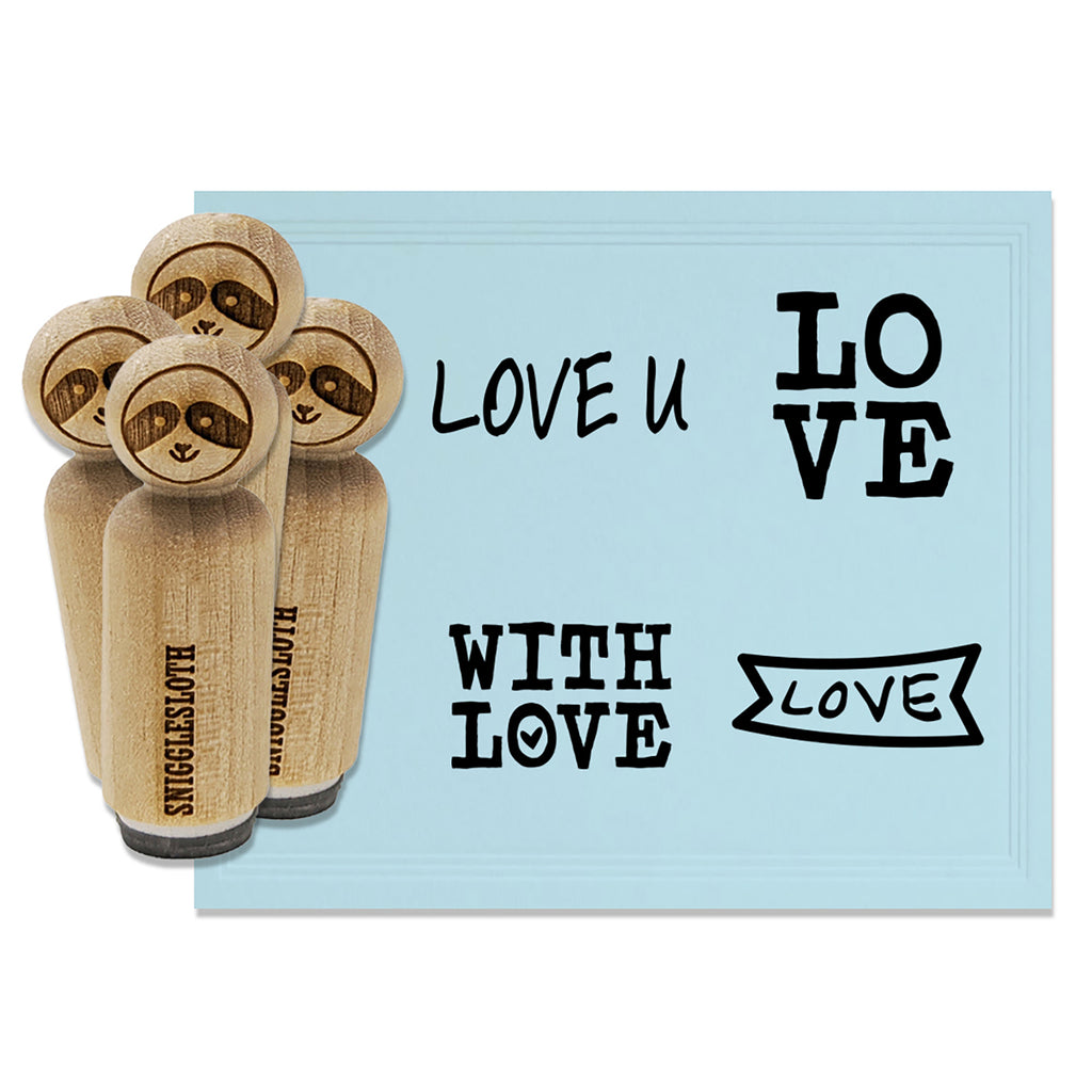 Love Text Banner Stacked Romance Valentine's Day Rubber Stamp Set for Stamping Crafting Planners