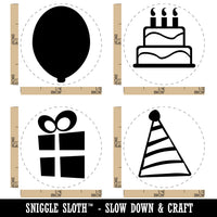 Birthday Party Cake Gift Present Hat Balloon Rubber Stamp Set for Stamping Crafting Planners