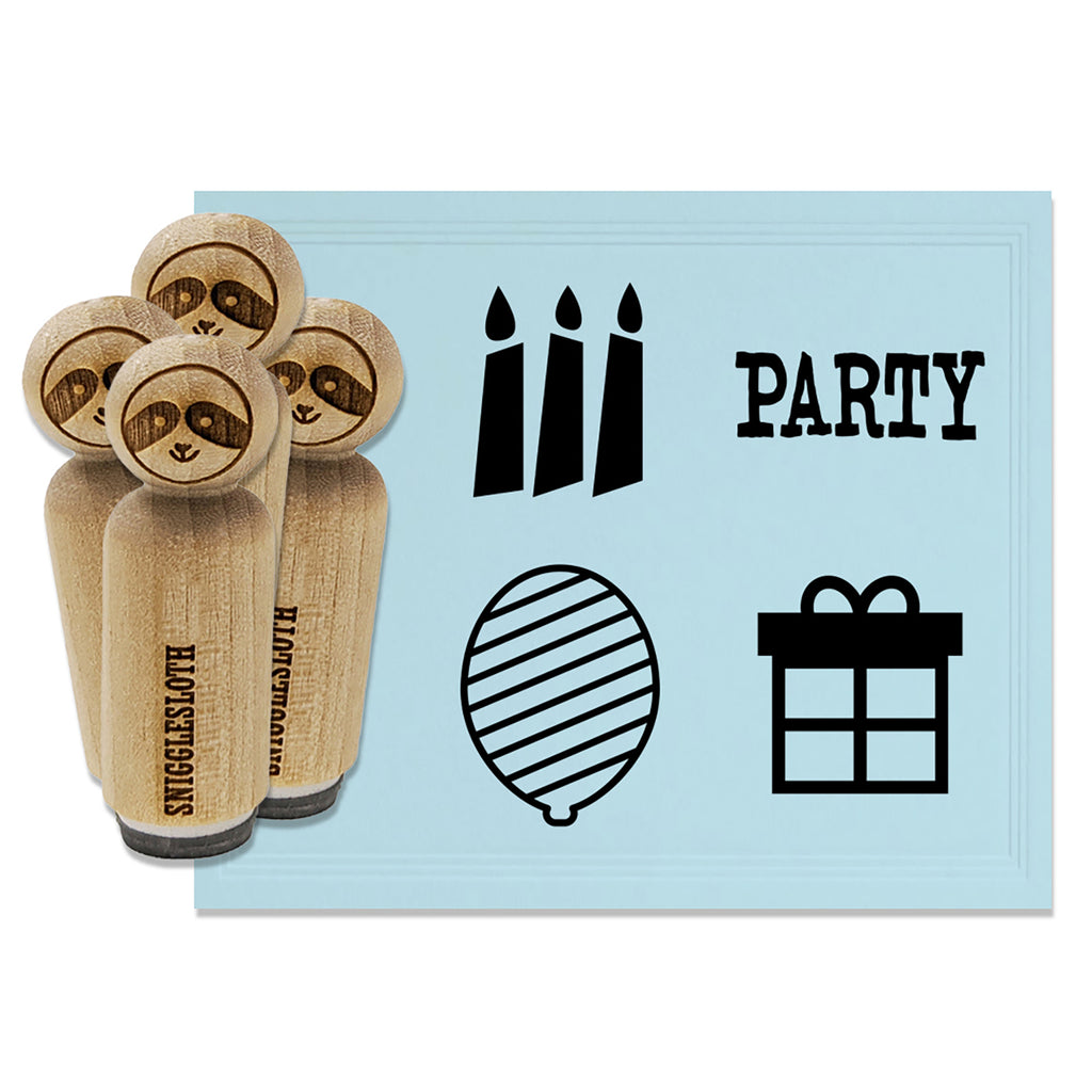 Birthday Party Gift Present Balloon Candles Rubber Stamp Set for Stamping Crafting Planners