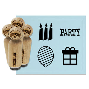 Birthday Party Gift Present Balloon Candles Rubber Stamp Set for Stamping Crafting Planners