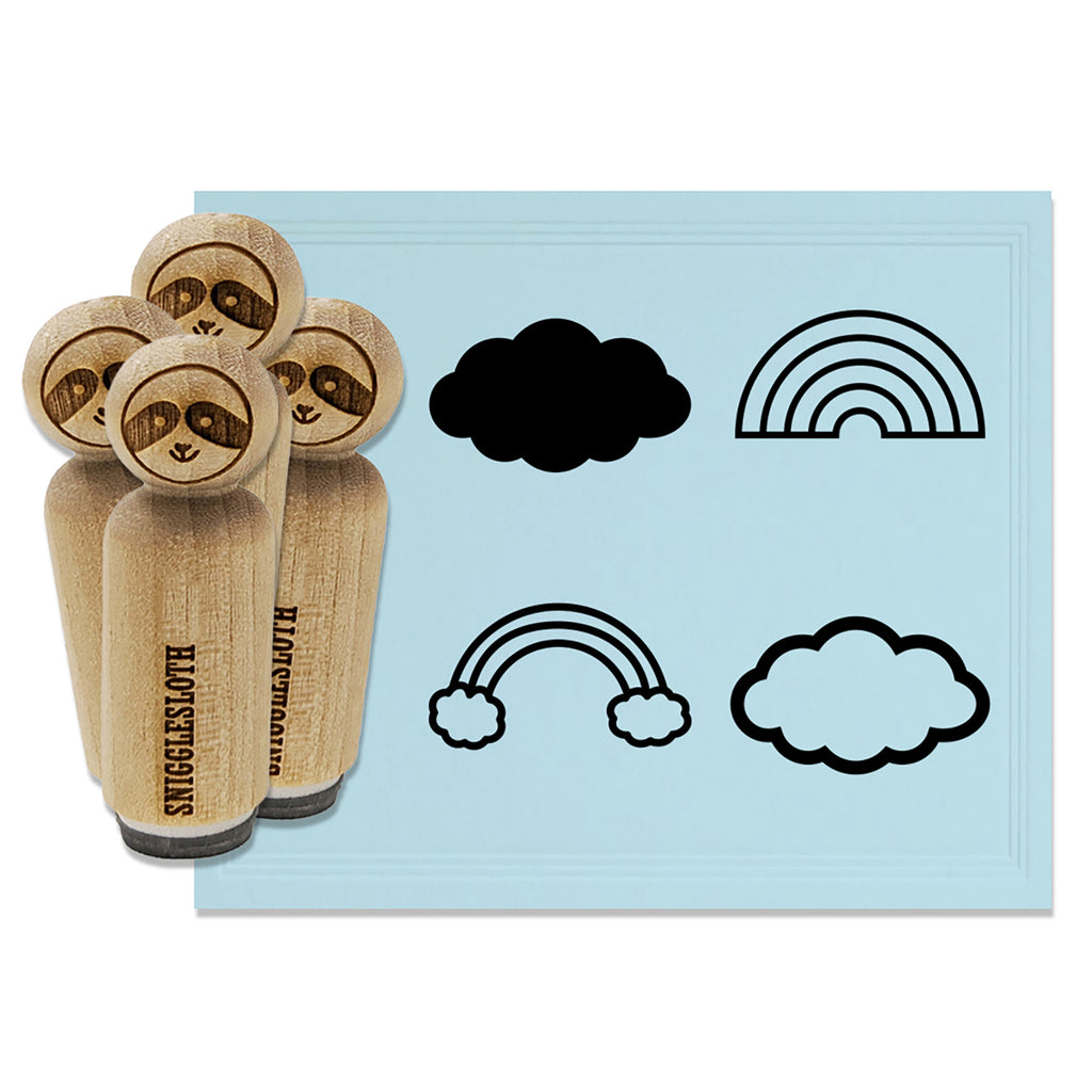 Fun Rainbows and Clouds Rubber Stamp Set for Stamping Crafting Planners