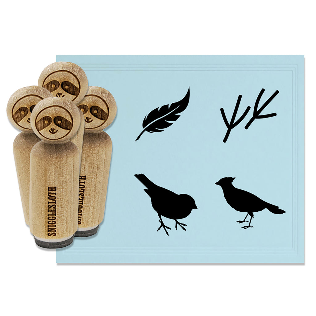 Fun Birds Tracks Feather Rubber Stamp Set for Stamping Crafting Planners