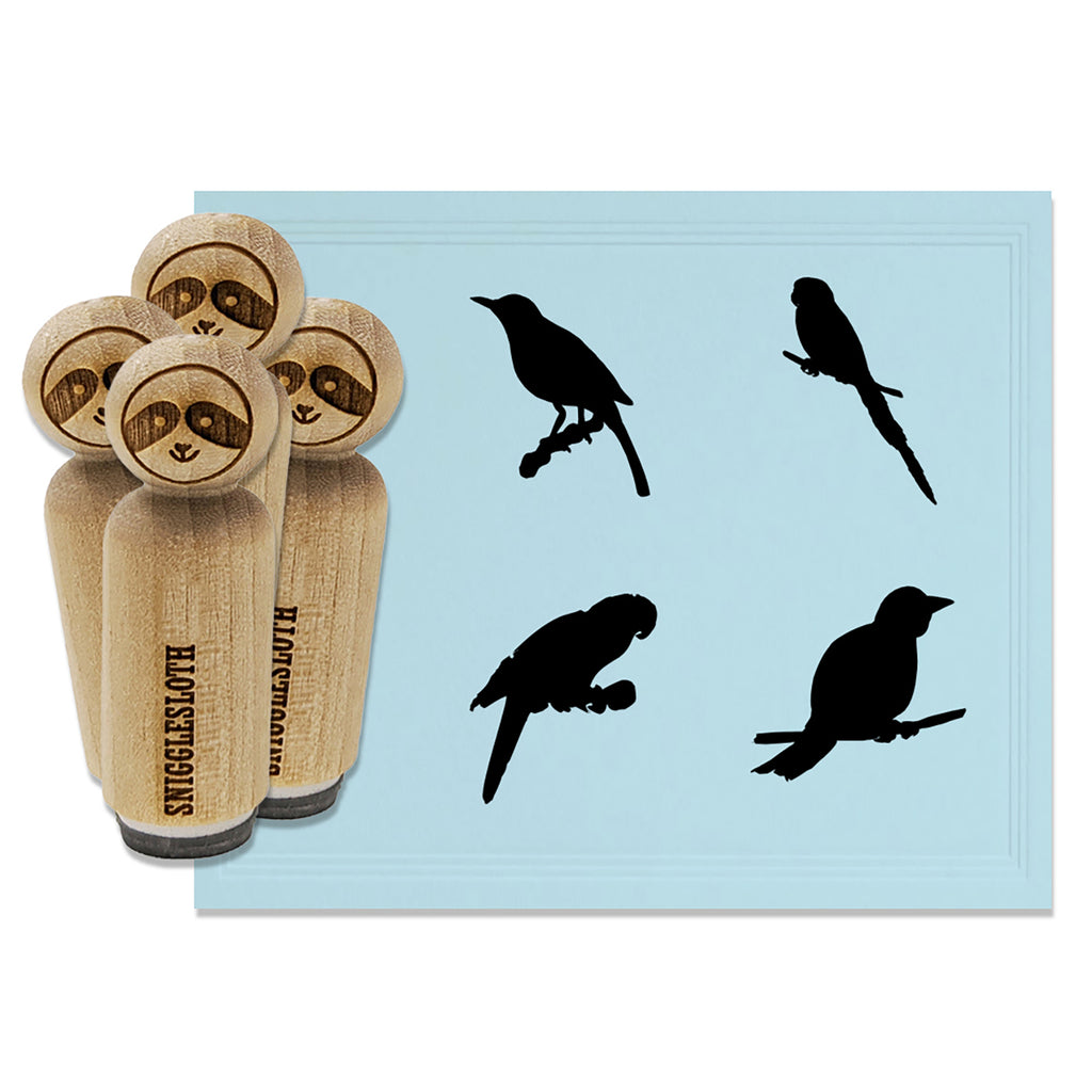 Birds on Tree Branches Silhouettes Rubber Stamp Set for Stamping Crafting Planners