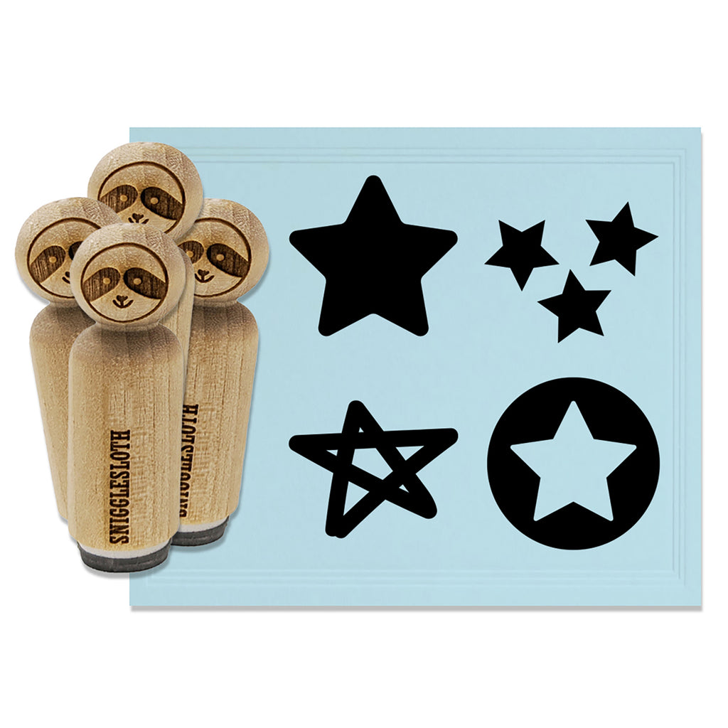 Stars Curved Doodle Scatter Circle Rubber Stamp Set for Stamping Crafting Planners