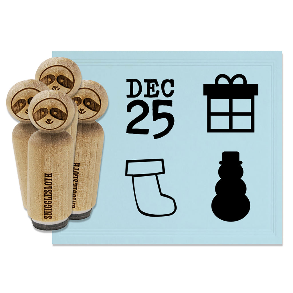 Christmas Stocking Gift Present Snowman Rubber Stamp Set for Stamping Crafting Planners