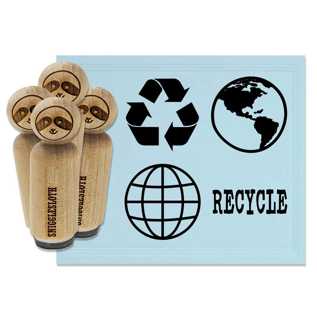 Planet Earth Globe Save Recycle Rubber Stamp Set for Stamping Crafting Planners