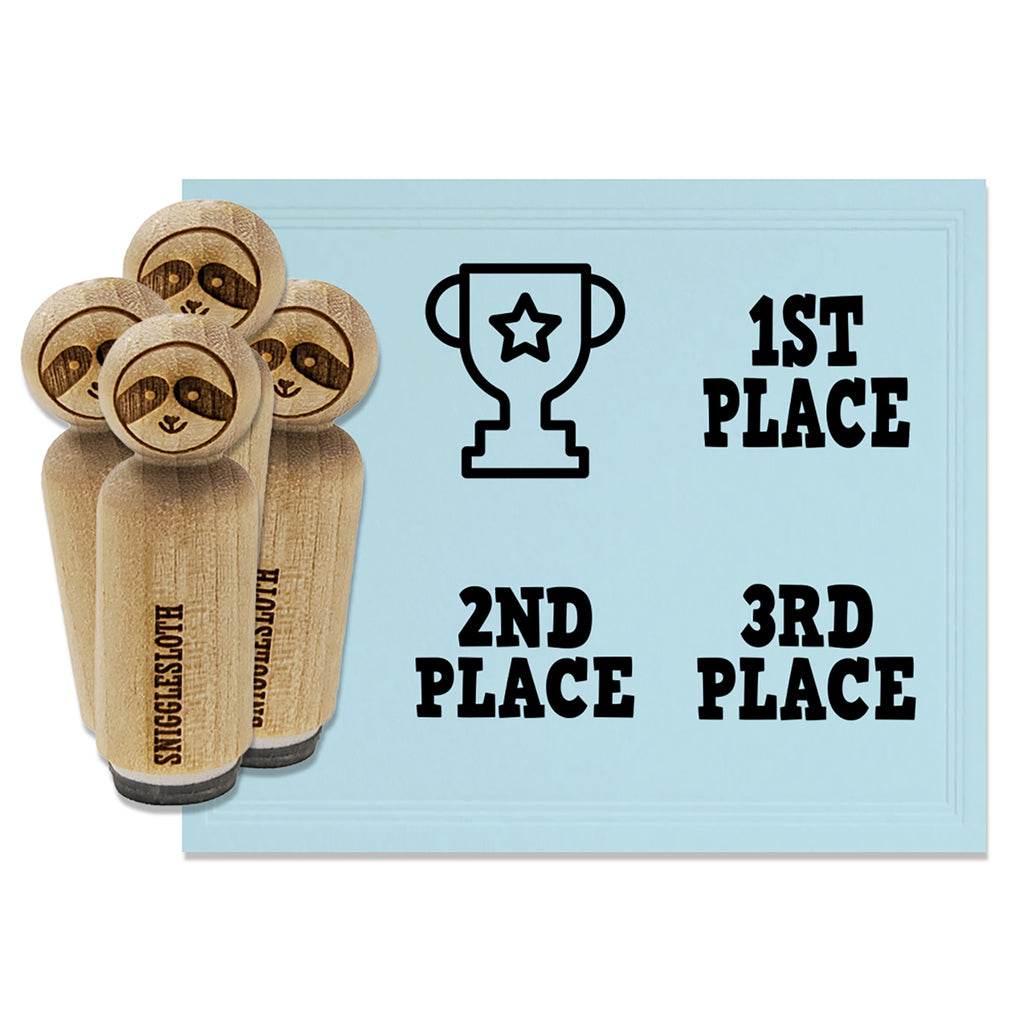 Trophy Award First 1st Second 2nd Third 3rd Place Rubber Stamp Set for Stamping Crafting Planners