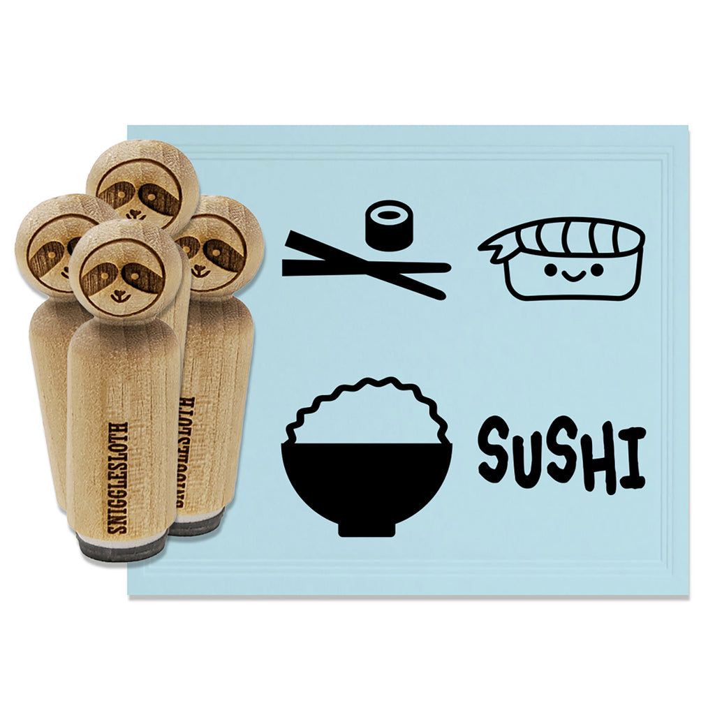 Sushi Chopsticks Rice Bowl Rubber Stamp Set for Stamping Crafting Planners