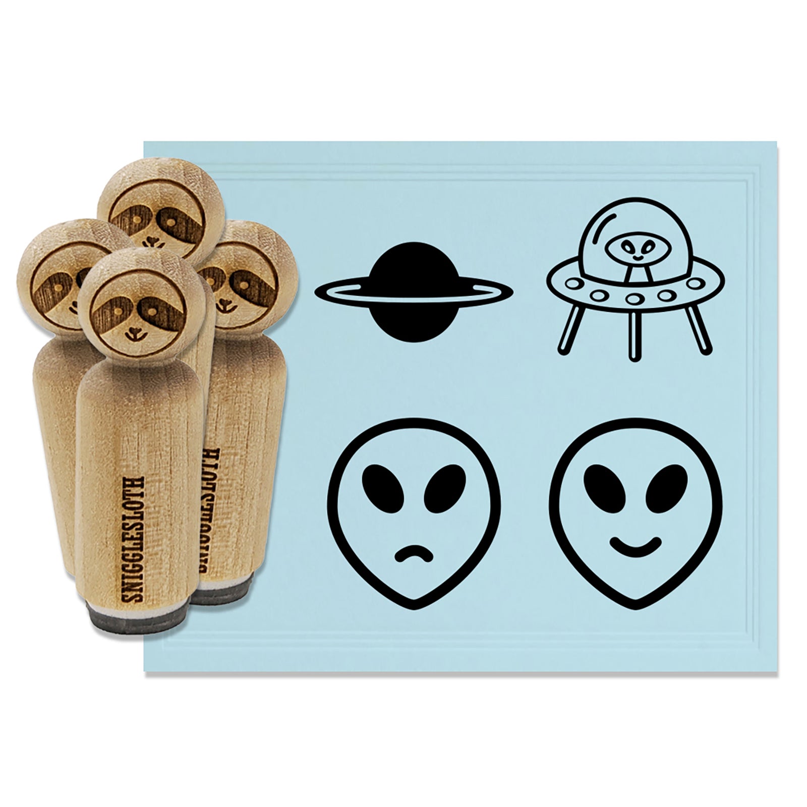 Alien Space Ship UFO Planet Rubber Stamp Set for Stamping Crafting Planners