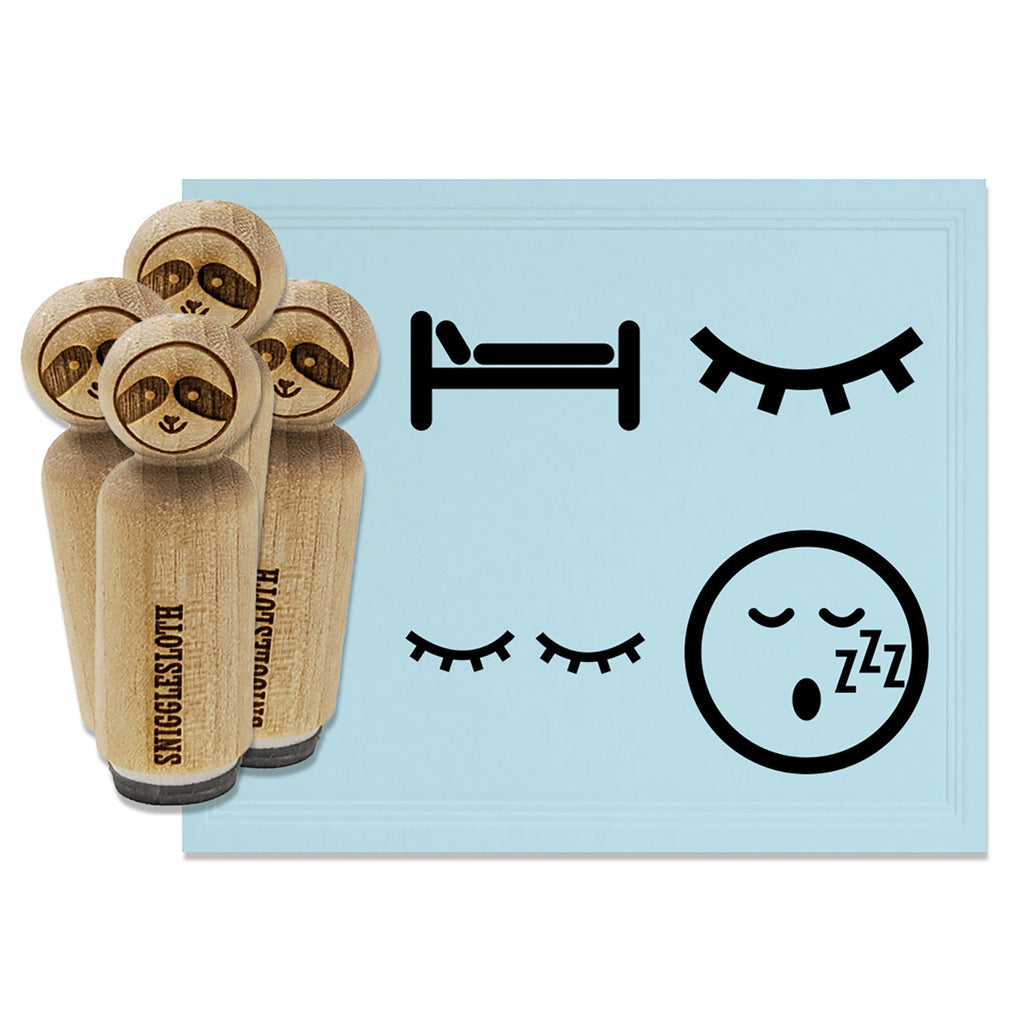 Sleepy Closed Eyes Sleeping Eyelashes Bed Rubber Stamp Set for Stamping Crafting Planners