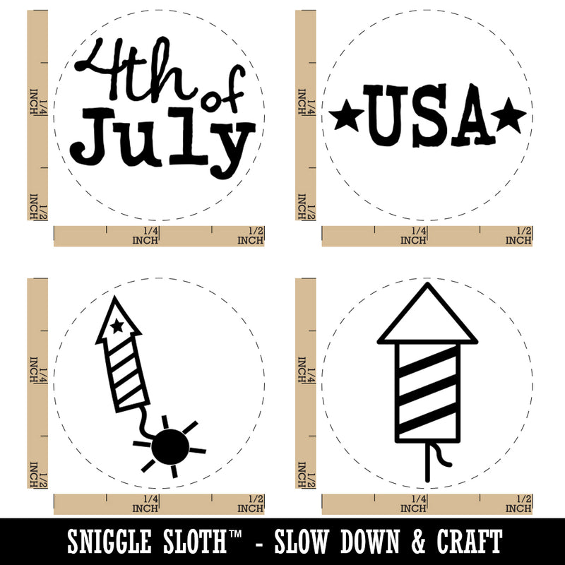 4th of July Fireworks USA Patriotic Celebration Rubber Stamp Set for Stamping Crafting Planners