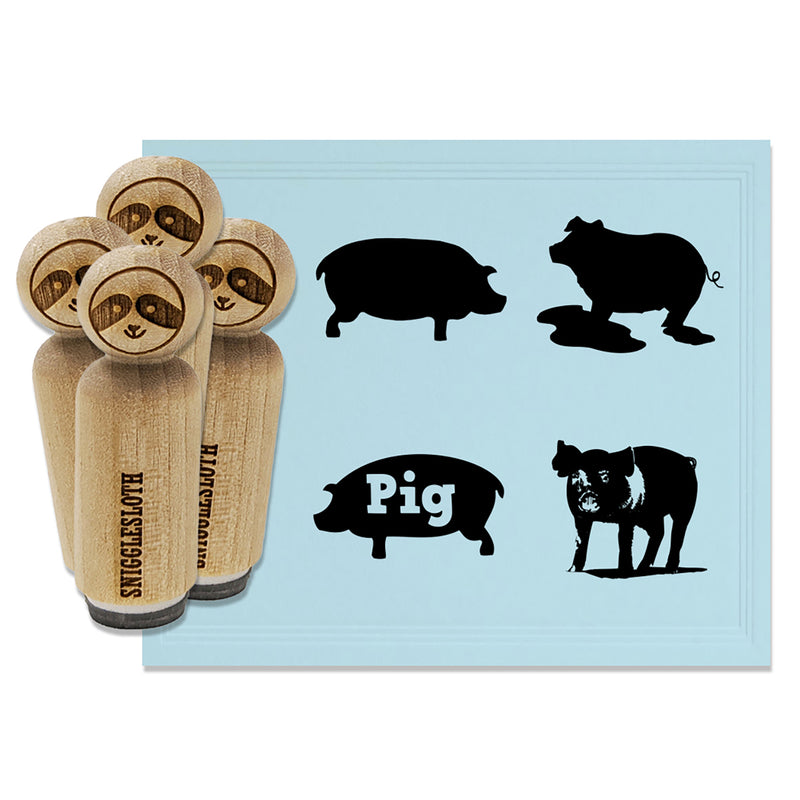 Pig Hog Silhouettes Mud Rubber Stamp Set for Stamping Crafting Planners