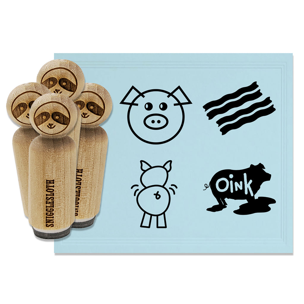 Pig Oink Butt Funny Bacon Rubber Stamp Set for Stamping Crafting Planners