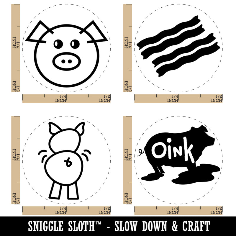 Pig Oink Butt Funny Bacon Rubber Stamp Set for Stamping Crafting Planners